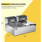 SPECSTAR X0036NJ8YN Electric Deep Fryer Commercial 20.7 qt 5000W 2 Bins 2-Basket