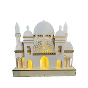F-ALSO SOPHIA Also Sophia Special Buy Eid and Ramadan LIGHT UP Table Top MOSQUE Decor Gold White 10 x 2.25 x 9 in
