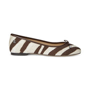 Lauren Ralph Lauren Jayna Zebra-Print Canvas Flats with Feminine Bow, Padded Leather Insole, Leather Lining, Buffed Leather Outsole, Zebra/Dark Hickory