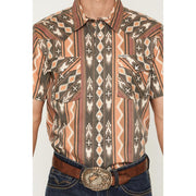 Sendero Provisions Co. Wyatt Pearl Snap Short-Sleeve Serape Button-Down Shirt, Tempe Stripe, 100% Cotton, Loose Fit, SPCS723S13Y