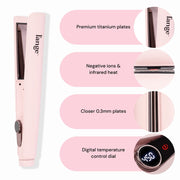 L'ange Hair Le Titane Titanium Flat Iron, 1.75-Inch Curved Plates, Infrared Heat, Adjustable Temperature Control, Black