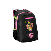 Louisville Slugger Party Animals Powerized Stick Baseball Backpack, Black and Neon Pink, Holds 2 Bats, Model WB5763701