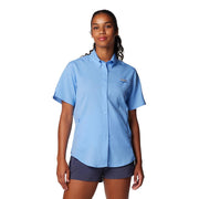 Columbia Women's PFG Tamiami II Short Sleeve Button-Down Shirt, UPF 40 Sun Protection, Moisture Wicking, Built-In Ventilation, White Cap, 1X, 127571
