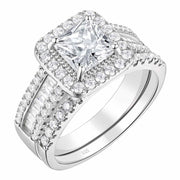 Newshe Jewellery 3.5CT Bridal Ring Set, Princess Cut AAAAA Cubic Zirconia, 925 Sterling Silver Engagement and Wedding Bands, Size 7