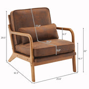 UBesGoo Bronzing Cloth Fabric Upholstered Reading Accent Chair with Solid Wood Frame, Brown - Modern