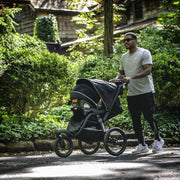 Chicco TRE Jogging Stroller, Lightweight Aluminum Frame, Adjustable FlexCore Suspension, Pneumatic Rear Tires, Multi-Position Reclining Seat with UPF 50+ Canopy, Compatible with Chicco Infant Car Seats, Galaxy Black