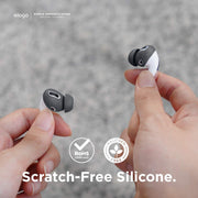 Elago Earbuds Cover Plus with Integrated Tips for AirPods Pro, 6 Pairs, Scratch-Free Silicone, Anti-Slip, Fits in Case, Dark Grey, 3 Sizes (Large, Medium, Small), EAPP-BUDSBA-DGY