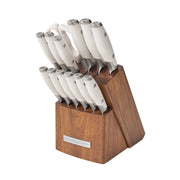 The Pioneer Woman 14-Piece Knife Block Set, High-Carbon Stainless Steel Blades, Ergonomic ABS Handles, Linen-Finished Acacia Wood Block