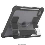 Targus SafePort Rugged Max Tablet Case with Military Grade Drop Protection, Fluid Resistant, Built-In Kickstand, Adjustable Silicone Hand Strap, Stylus Holder, Gray/Clear, THD966GL