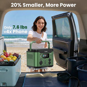 Qunler Portable Power Station, 300W 296Wh, Pure Sine Wave 120V AC Outlet, 60W USB-C PD, Multiple Ports, Green, PEP-S300