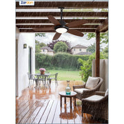 Zardon 42in Modern Outdoor Ceiling Fan with Light, 6-Speed DC Motor, 3 Color Temperatures, Weather-Resistant, Brown, LX42