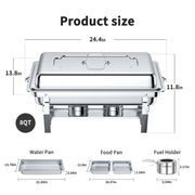 TINANA 8QT Stainless Steel Chafing Dish Buffet, Set of 4, 4 Half Pan 4 Pack Silver