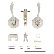 Kwikset Balboa Keyed Entry Lever Door Knob with SmartKey Security, Satin Nickel, Ambidextrous, Includes 2 Keys, 405BL 15 SMT 6AL RCS