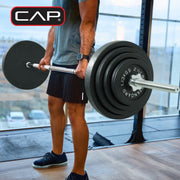 Cap Barbell 100lb Standard Cast Iron Weight Set with Thread Lock 3-Pc Bar, Black, RS2IS-100T3-TC