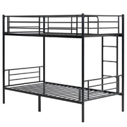 Zimtown Twin Over Twin Steel Bunk Beds Frame With Ladder, Black