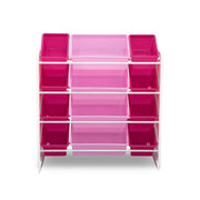 Delta Children TB83450GN-130 Kids Toy Storage Organizer with 12 Plastic Bins, White/Pink