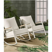 Better Homes & Gardens BH5708811816018 Marlow Outdoor Patio Rocking Chairs 2 Pack, White Steel Frame, Cream Cushions