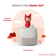 Tonies Toniebox Lite Screen-Free Audio Player Starter Set with Rubie Creative Tonie, Red, Ages 1-12+, 11005184-02