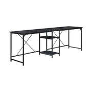 Mainstays MS62025004001 Two-Way Convertible Desk with Lower Storage Shelf, Charcoal Finish and Black Metal Frame