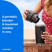 Nutribullet Flip Insulated Portable Blender with Matte Black 18oz Stainless Steel Cup, USB-C Rechargeable, High-Torque Motor NBPB10350AK