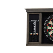 Barrington Billiards Palmer Wood Dartboard Cabinet with LED Lighting, 18-Inch Self-Healing Bristle Dartboard, Steel Tip Dart Set, Wall Mount, Indoor Game Room, DB410Y20040