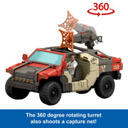 Jurassic World JGB59 Rebirth Launch 'N Battle Vehicle with 1 Human & 1 Raptor Figure, Turret & Projectiles