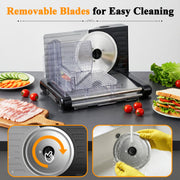 Wnkim Adjustable Electric Meat Slicer with 6.7in Removable 420 Stainless Steel Blade, 0-17mm Thickness, Child Safety Lock, Black, MS-4002