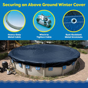 In The Swim 21 Round Above Ground Winter Pool Cover, Polar Plus 10 x 10 Scrim, UV Resistant, Winch and Cable Included, Green