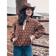 Wrangler Retro Half-Snap Sherpa Pullover for Ladies - Brown - XL