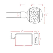 H.VERSAILTEX Adjustable Single Black Stainless Steel Curtain Rod with Ball Cage Finials, 48-84 in