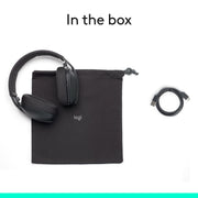 Logitech Zone Vibe 100 Wireless Over-Ear Headphones, Noise Canceling Microphone, Multipoint Bluetooth, 40mm Drivers, Lightweight Comfort, Graphite, 981-001256