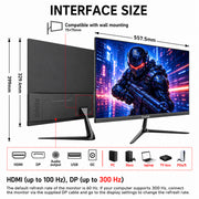 Gawfolk 24.5 Inch Gaming Monitor, 300Hz Refresh Rate, FHD 1080P, VA Panel, Built-in Speakers, DP HDMI Ports, 75x75mm VESA Mount, Black
