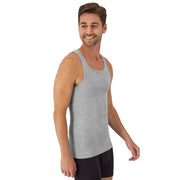 Hanes Men's Cotton Ribbed Tank Top, Moisture-Wicking Cool Comfort Fabric, Tagless, Gray, 2-Pack, Small