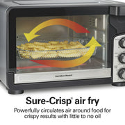 Hamilton Beach 31460 Easy View XL Toaster Oven with Sure-Crisp Air Fry, 6 Slice Capacity, Black & Stainless Steel