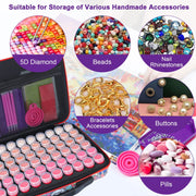 Sunnycome Art Set with Diamond Pen, Tray, 60 Clear Storage Jars, Durable Waterproof EVA Case