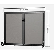 FB Fire Beauty Fireplace Screen with Full-Size Double Hinged Doors, Black Matte Finish
