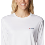 Columbia Tidal Tee PFG Fish Flag Long-Sleeve Shirt for Ladies - White/Bluestone Gradient - XL