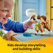 LEGO Creator 3 in 1 Cute Animals Playful Puppy Dog Building Toy, 336 Pieces, Multicolor, Ages 8+