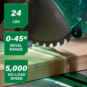Metabo HPT 10-Inch Single Bevel Compound Miter Saw, 15-Amp Motor, Xact Cut Shadow Line, Adjustable Bevel 0-45, Miter 0-52, 40T TCT Blade, Lightweight 24 lbs, C10FCG2