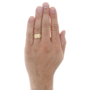 JFL Diamond Jewelry Real 10K Yellow Gold Men's Nugget Ore Style Pinky Ring, 10.5mm Wide, Size 7