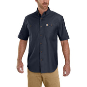 Carhartt Rugged Flex Relaxed-Fit Midweight Canvas Short-Sleeve Shirt for Men - Navy - 3XL