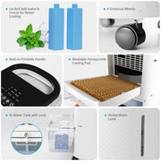 Fenbeli 3-in-1 Evaporative Portable Air Cooler with 4L Water Tank, Remote Control, 3 Fan Speeds, White, BL-206DL