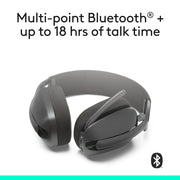 Logitech Zone Vibe 100 Wireless Over-Ear Headphones, Noise Canceling Microphone, Multipoint Bluetooth, 40mm Drivers, Lightweight Comfort, Graphite, 981-001256