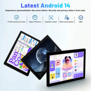 AEEZO 10.1inch Android 14 Octa-Core Touch Screen Tablet, 10GB RAM+64GB ROM(Expand To 1tb), 5MP+8MP Dual Cameras, 5000mAh Battery, Black