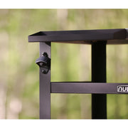 NUUK 32in Outdoor Prep Station Grill Cart, Stainless Steel Top, Black Steel Frame, Three Shelves, Movable with Wheels and Handle, MC610