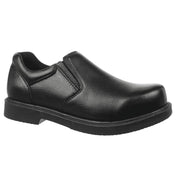 Dr. Scholl's Griff Slip Resistant Slip-On Work Shoes, Black Leather, Round Toe, Medium Width, Men's 7.5