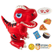 USA Toyz Robo Pets T-Rex Dinosaur Electronic Toy, Programmable RC Hand Gestures, LED Eyes, Red, Ages 3+