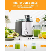 Shardor Juicer with 800W Motor, 3 Inch Feed Chute, Dual Speed Centrifugal Juice Maker for Fruits and Vegetables, Anti-Drip, BPA-Free, White