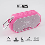 Altec Lansing IMW1002 Portable Bluetooth Speaker HYDRAMINI 2.0, IP67 Waterproof, 12h Playtime, Electric Pink/White