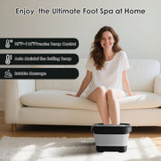 Beinilai Collapsible Foot Spa Bath Massage with Precise Temperature Control, 6 Massage Rollers, Bubble Function, Removable Pedicure Stone, Dark Color